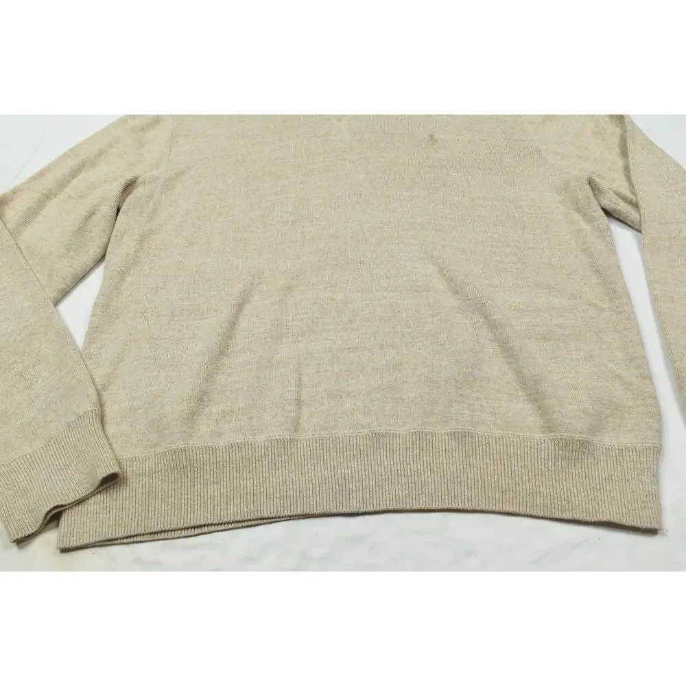 Polo Ralph Lauren Sweatshirt Mens Medium Beige Long Sleeve Crew Neck Pullover